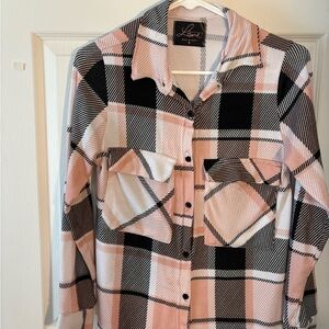 Love Maternity Pink and Black Checkered Shirt